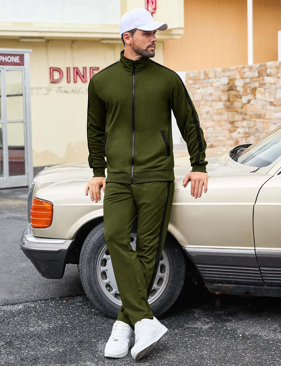 LecGee Men's Tracksuit Set Full Zip Stand Collar Jacket and Casual Jogger Pants Athletic Sweatsuit Set M-3XL