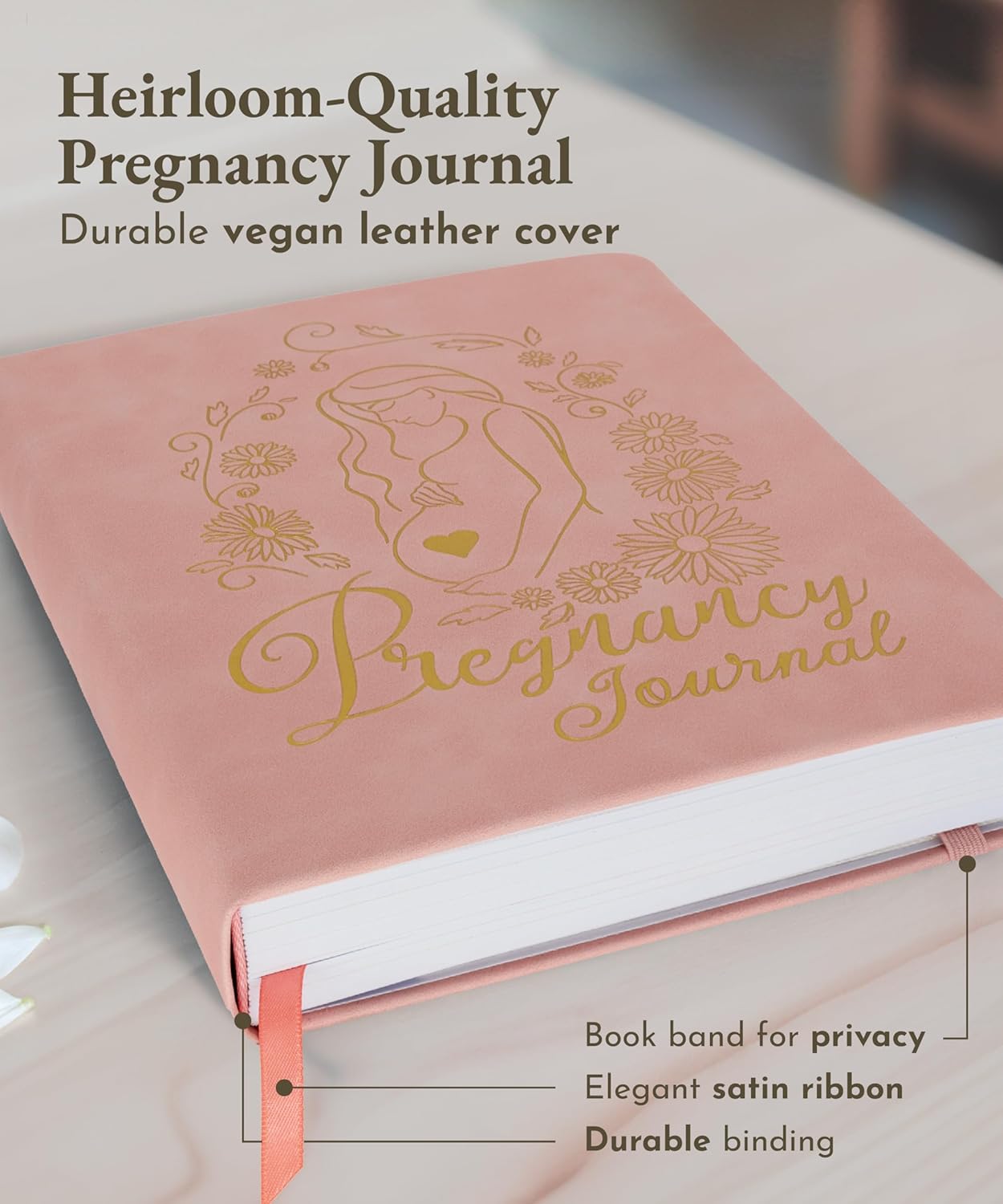 Keepsake Pregnancy Journal with Weekly Guides, Milestone Pages, and Gift-Ready Packaging - Beautiful Mom To Be Gift - Premium Pregnancy Gifts for Expecting Mom (338 Pages, Acid-Free Paper, Hardcover)