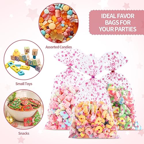 Miniatura 5 de 100 bolsas de celofán, bolsas de celofán transparente de 7 x 12 pulgadas, 100 lazos giratorios, para envolver regalos, embalaje de dulces, postres,