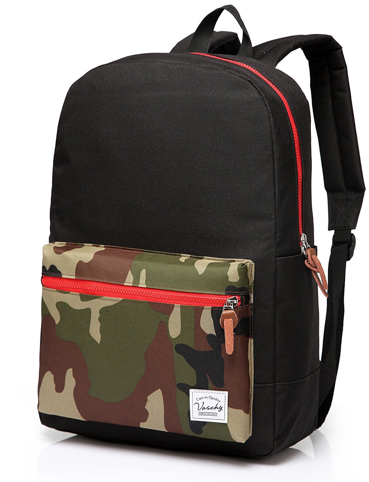 VASCHY School Backpack, Unisex Slim Lightweight Water-resistant Backpack for Men Women College Schoolbag Travel Bookbag