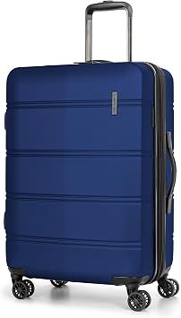 Swiss Mobility LAX Collection 24 Inch Hard Case Luggage for Airplanes, Expandable Suitcase with 360-Degree Spinner Wheels, Retractable Handle, Blue