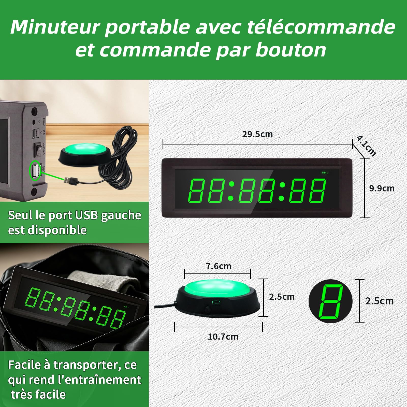 LUCKY TIME Minuteur Sport, chronomètre de Fitness avec télécommande Boutons