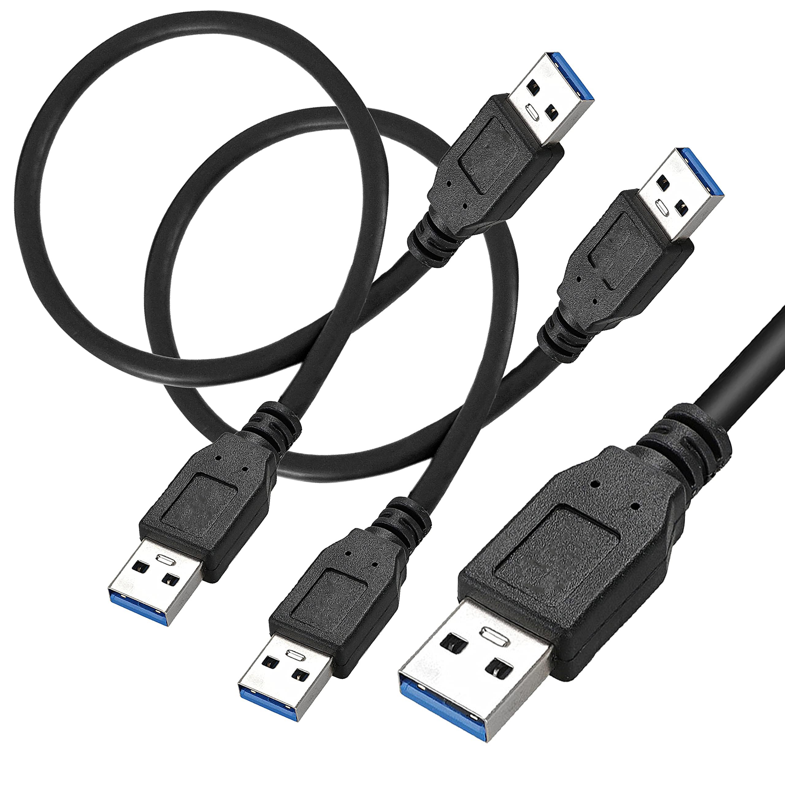 SaiTech IT 2 Pack 60cm Short USB 3.0 Type A Male to Male USB Cable Cord for Hard Drive Enclosures, Laptop Cooling Pad, DVD Players- Black