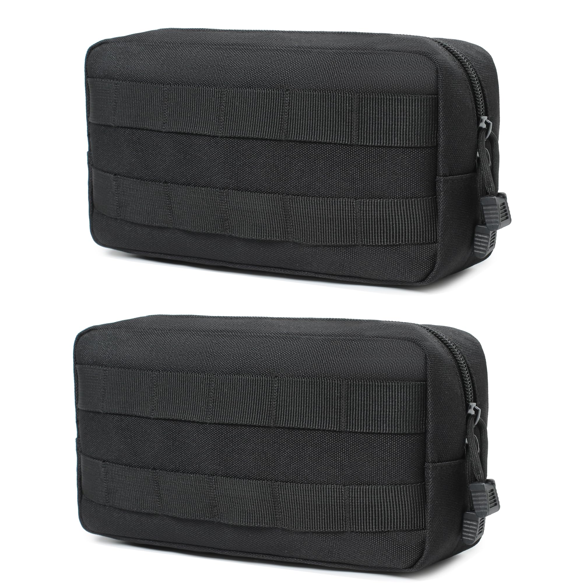 2 Pack Tactical Molle Admin Pouches - Utility Molle Tool Pouch EDC Carry Belt Pouch Horizontal Modular Pouches Phone Pouch for Men,Multi-Purpose Utility Work Organizer Bag (Black)