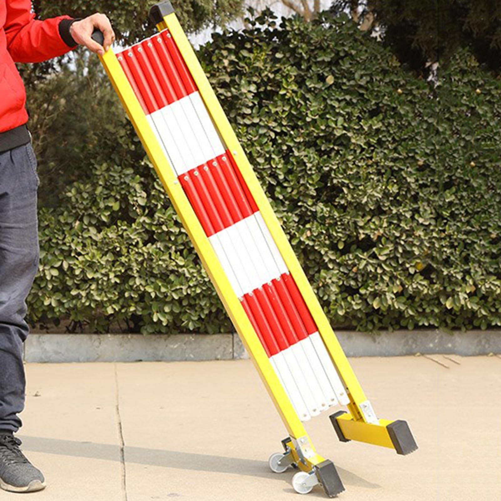 Barrière de sécurité rétractable et Portable - Clôture routière Pliable sur Roues pour Une sécurité et Une Protection accrues des chemins, écoles, fermes et événements