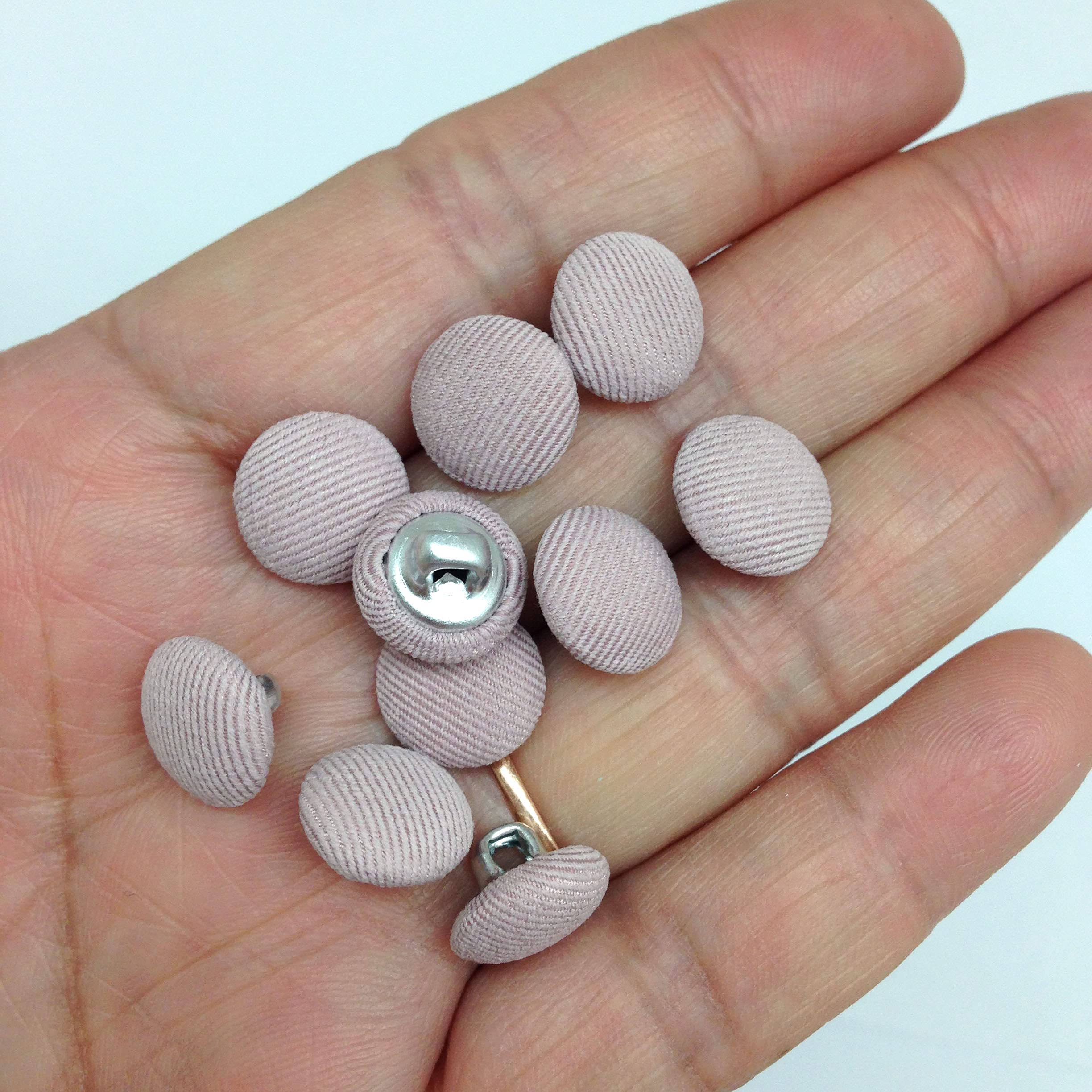 PEPPERLONELY 10-Pack Fabric Covered Metal Shank Buttons - 25mm / 1 Inch Round Buttons, Red, For Clothing & Crafts