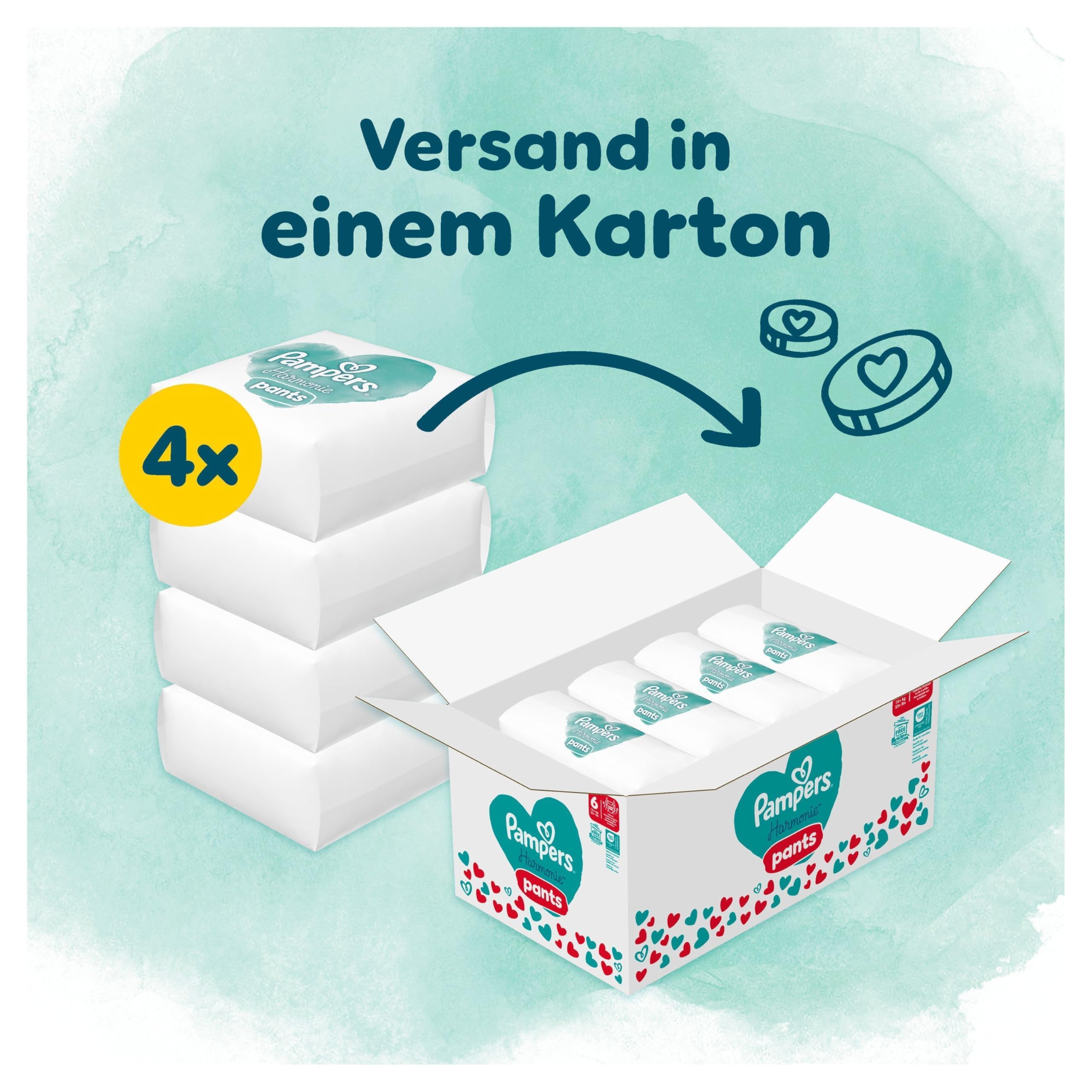 Pampers Harmonie Pants Größe 6, 132 Windeln, 15kg+, sanfter Hautschutz und 360° Komfort-Fit