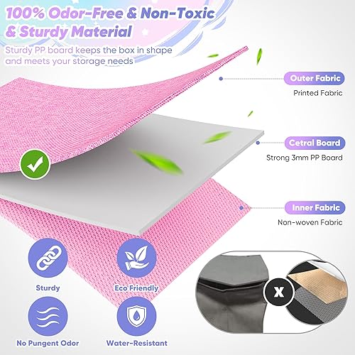 Miniatura 3 de Caja de juguetes extragrande, caja de juguetes para niños y niñas, organizador plegable y resistente de almacenamiento de juguetes con bolsillos de