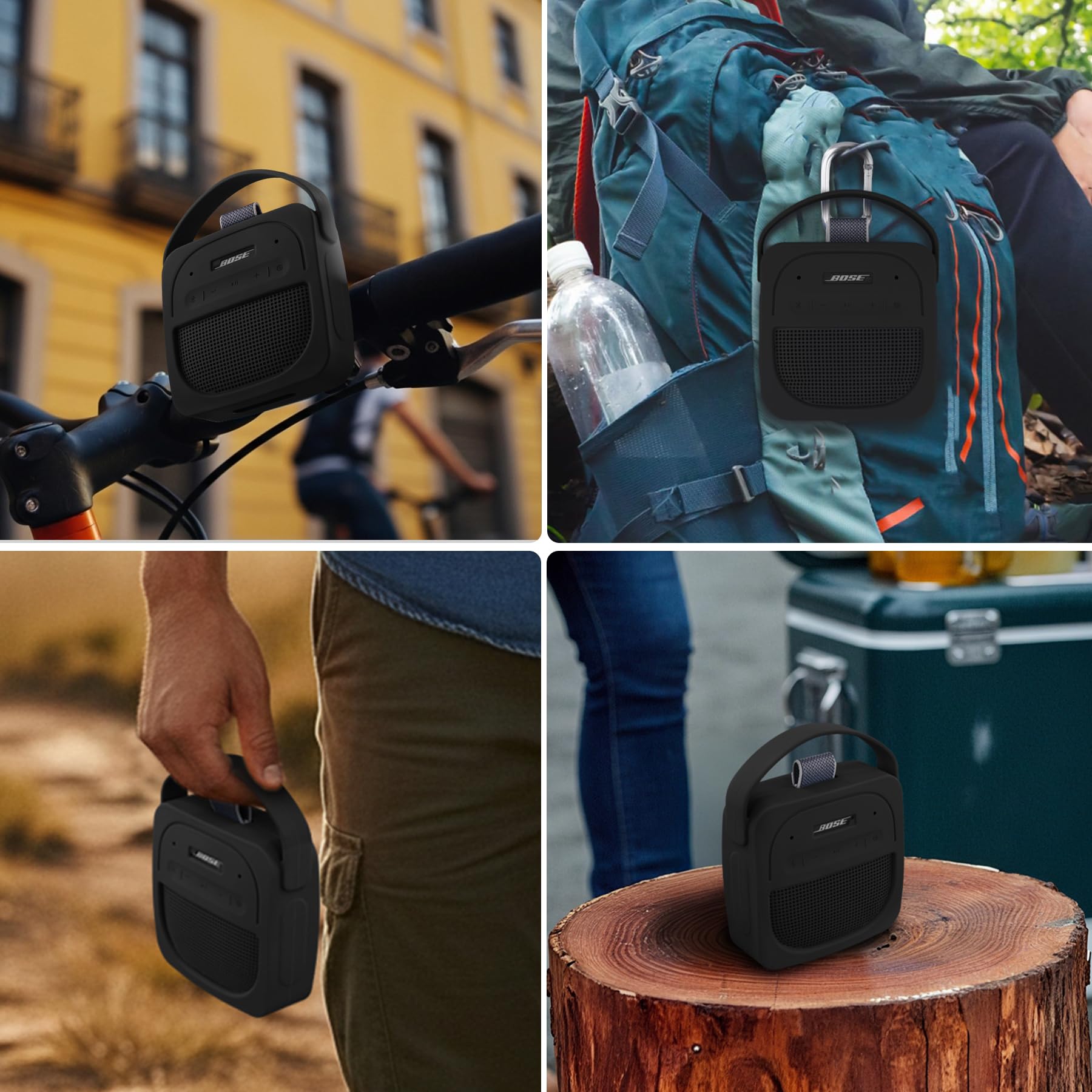 co2CREA Silikonowy pokrowiec do noszenia do Bose przenośny głośnik SoundLink Micro 2 gen, przenośny, ultralekki, silikonowy pokrowiec ochronny z karabińczykiem i paskiem na ramię