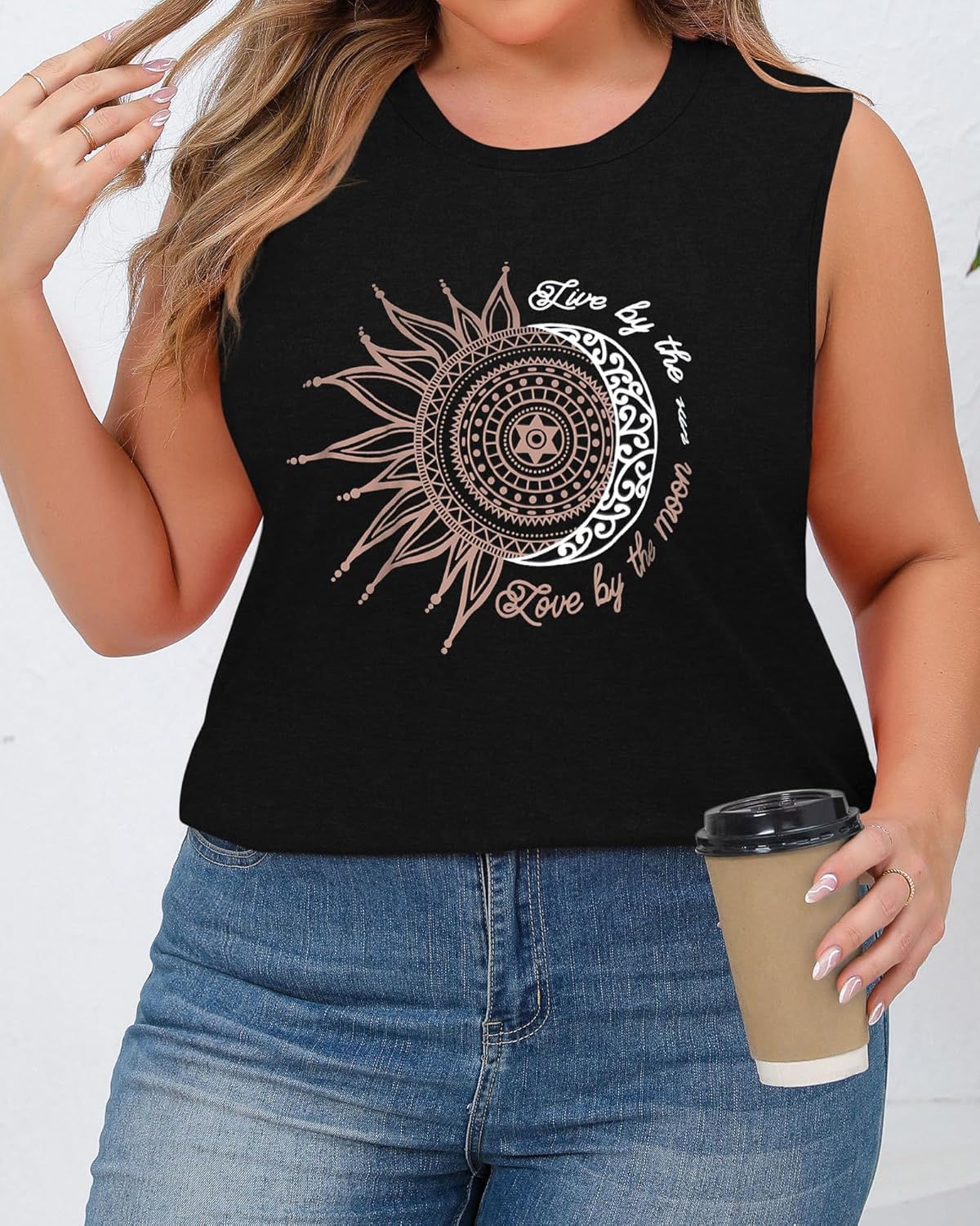 JOELLYUS Women Plus Size Tank Tops Summer Sleeveless Top Crew Neck Casual Blouse Oversized Shirts - Image 7