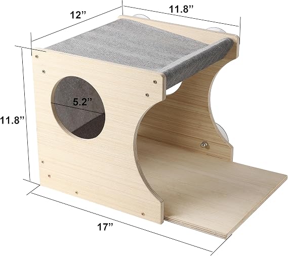 Window Cat Perch for Inside, Moon Cat Bed Mounted with Strong Suction Cups