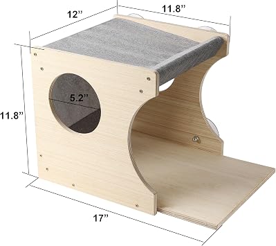 Window Cat Perch for Inside, Moon Cat Bed Mounted with Strong Suction Cups