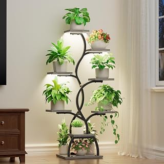 Plant Stand Indoor with Grow Light - 8 Tiered Corner Plant Shelf Indoor