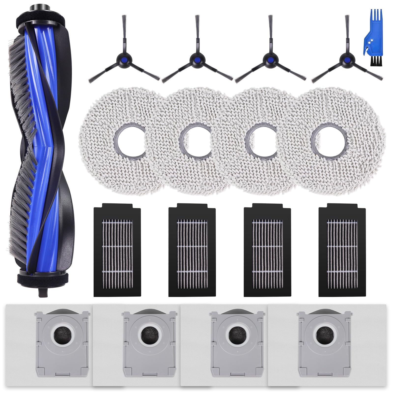 T50 Kit Accessori Ricambi per ECOVACS DEEBOT T50 Omni/T50 Pro Omni, T50 Omni/T50 PRO OMNI Gen2 Robot Aspirapolvere, 1 Spazzola Principale, 4 Filtri, 4 Spazzole Laterali, 4 Panni Mop, 6 Sacchetti