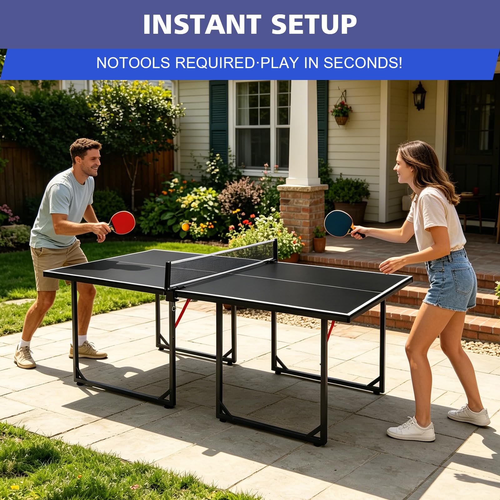 Pingpong Tisch 182cm Faltbar Mit Netz Schläger Bälle Schwarz