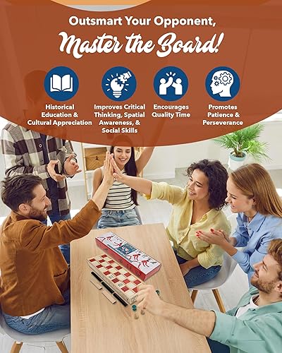 Miniatura 5 de WE Games Senet - Juego de mesa egipcio hecho a mano de madera maciza para educación histórica, apreciación cultural y estrategia, juego antiguo para