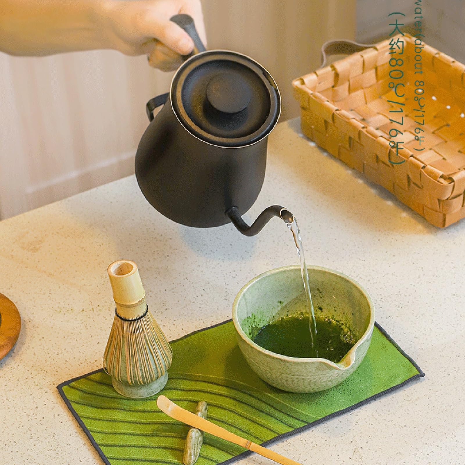 Premium 7-teiliges Matcha-Schneebesen-Set aus Keramik mit Schüssel (Chawan) Schneebesen und Halter für Matcha-Liebhaber, perfekt für Frühstück und Latte Zubereitung