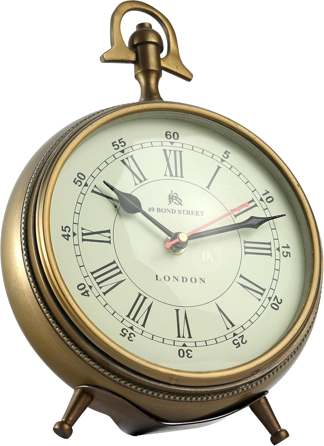 Vintage Gold Plated Round Quartz Analog Desk Clock Non Ticking Battery Operated for Bedroom Living Room Decoration Retro Home Desk Clock Modern Desk