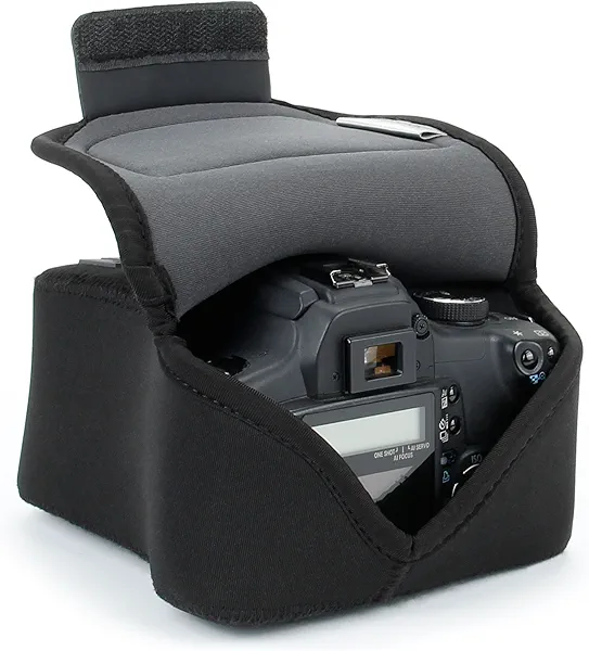 USA Gear DSLR Camera Case/SLR Camera Sleeve with Zippered Accessory Storage, Flexible Neoprene & Holster Belt Loop - Compatible with Canon, Nikon, Sony, Olympus, Pentax and Many More