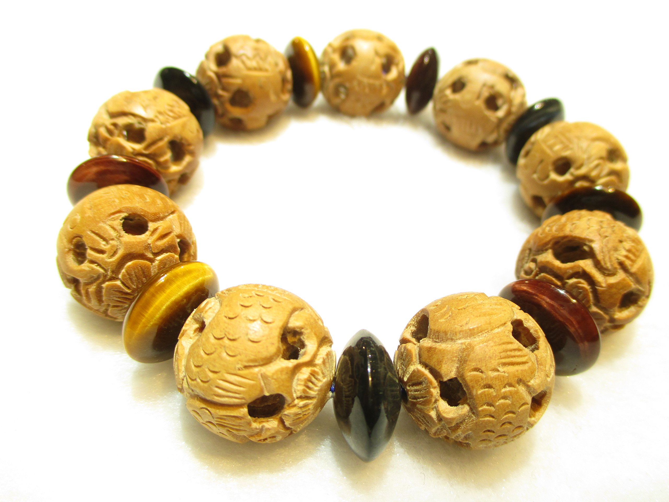 ♥紫檀　スカル　タイガーアイ　18ｍｍ　ブレスレット　髑髏 ♥紫檀 スカル タイガーアイ 18mm ブレスレット 髑髏