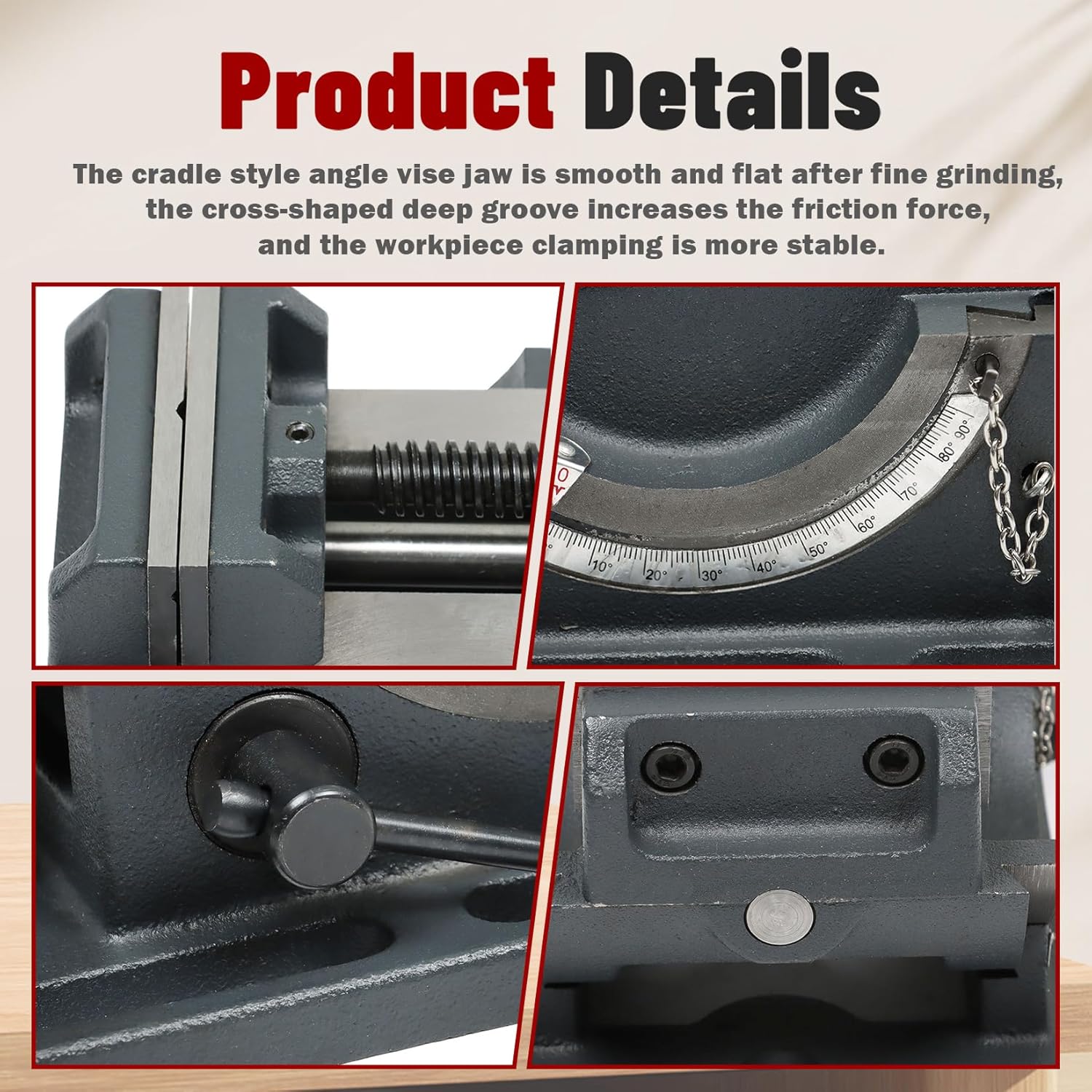 findmall 3 Inch Drill Press Vise - 0-90 Degree Tilting Angle Vise, Iron Cradle Style, Fit for Drilling Machine