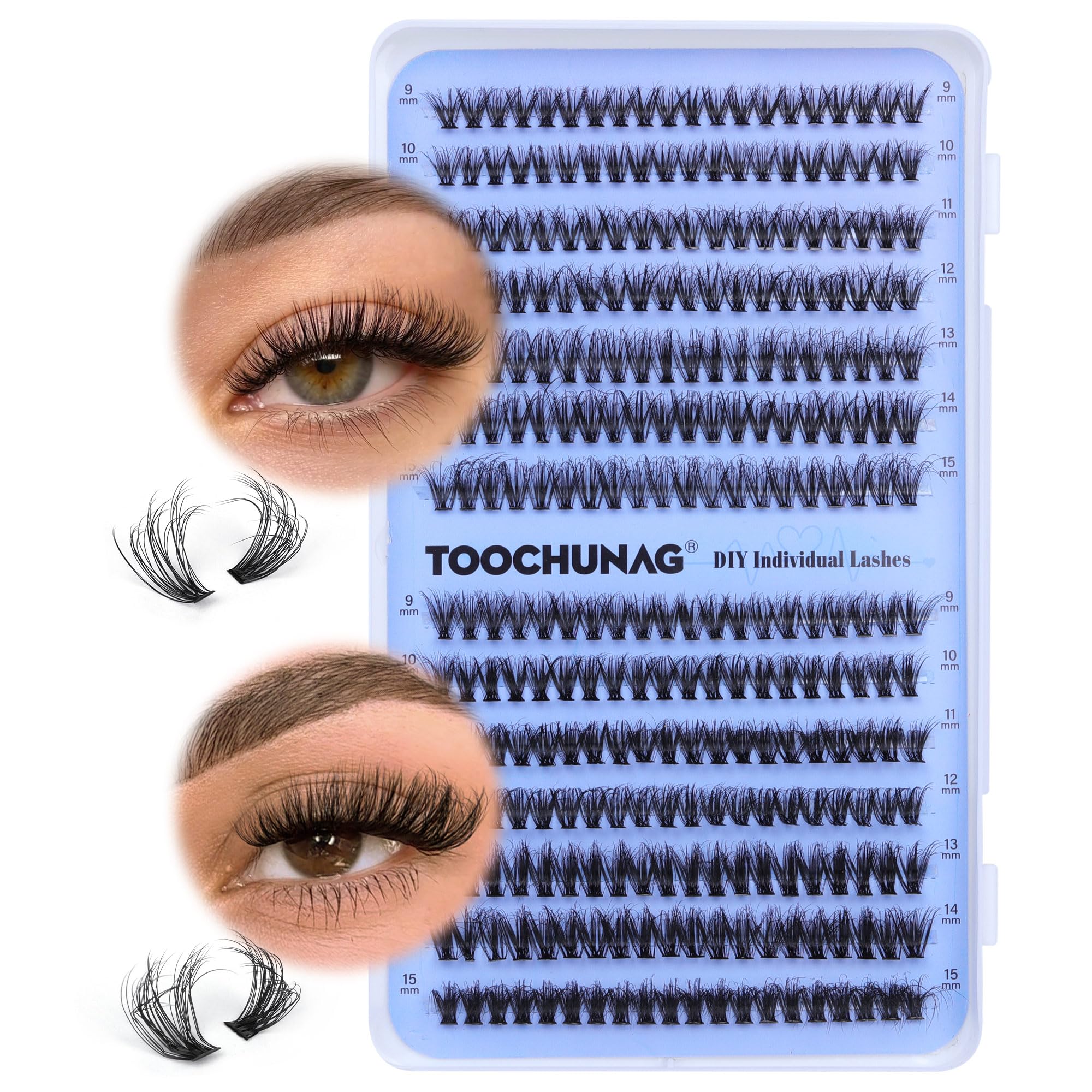 Lash Clusters 30D+40D Wispy Eyelash Clusters D Curl Individual Lashes 9-15mm Cluster Eyelash?Extensions 280pcs False Mink Eyelashes DIY Flat Lash