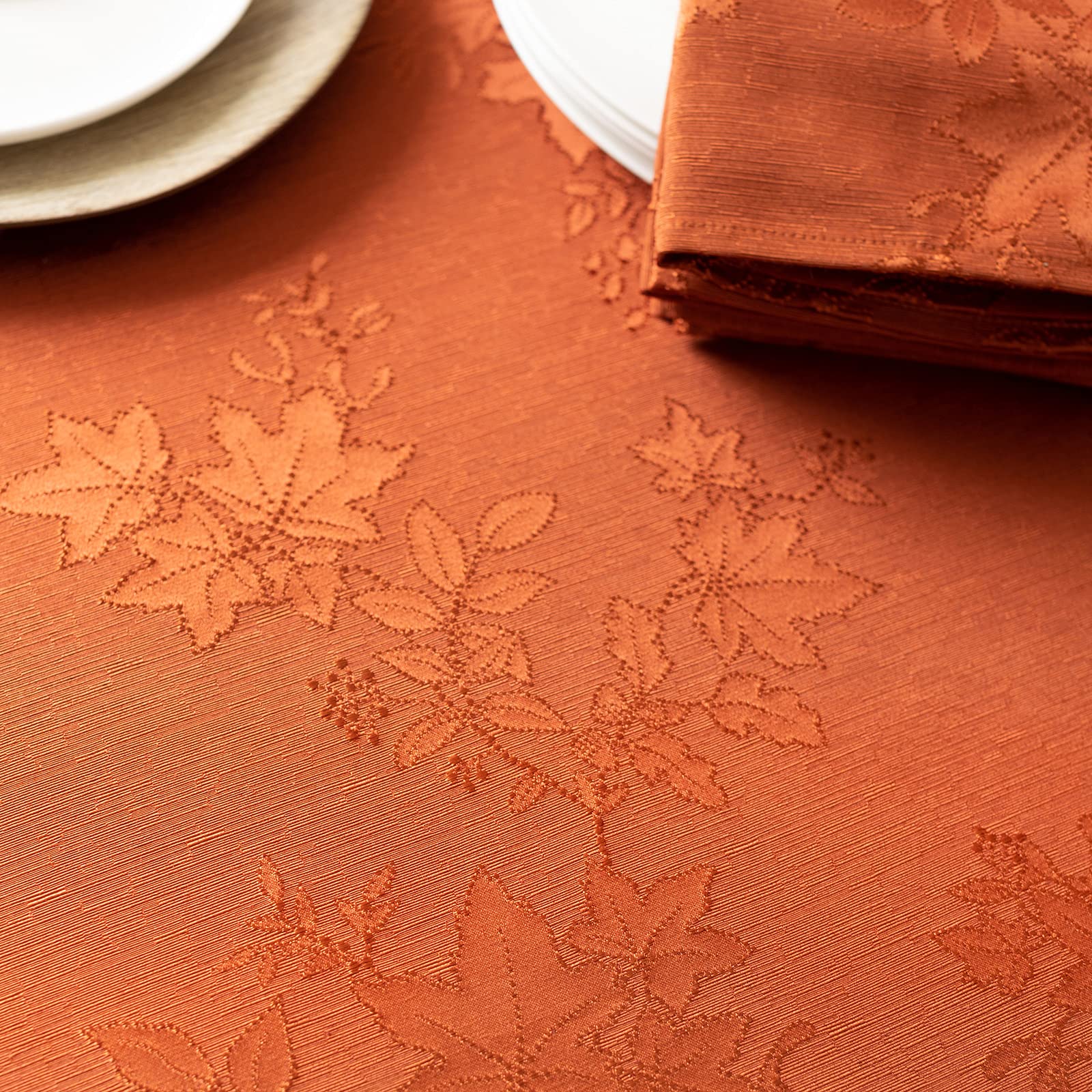 Thanksgiving-Tischdecke Mit Herbstblättern – 152x308 Cm, Wasserdicht, Jacquard-Stoff
