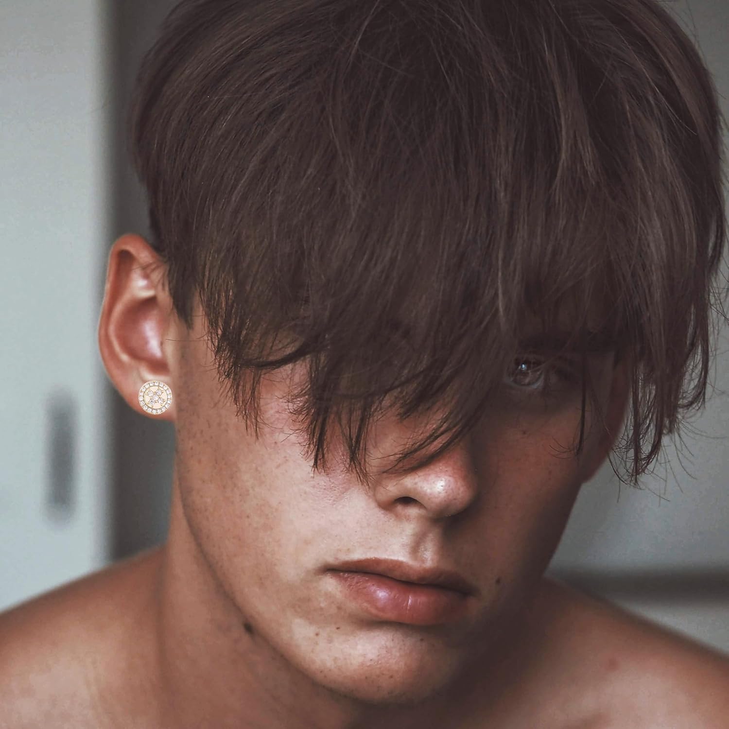 TOPGRILLZ Cross Square Stud Earrings 14K Gold Silver 5A+ Cubic Zirconia Iced Out Sparkle hypoallergenic Cartilage 925 Sterling Silver Square Flat Stud Cross Earrings For Men Women - Image 3