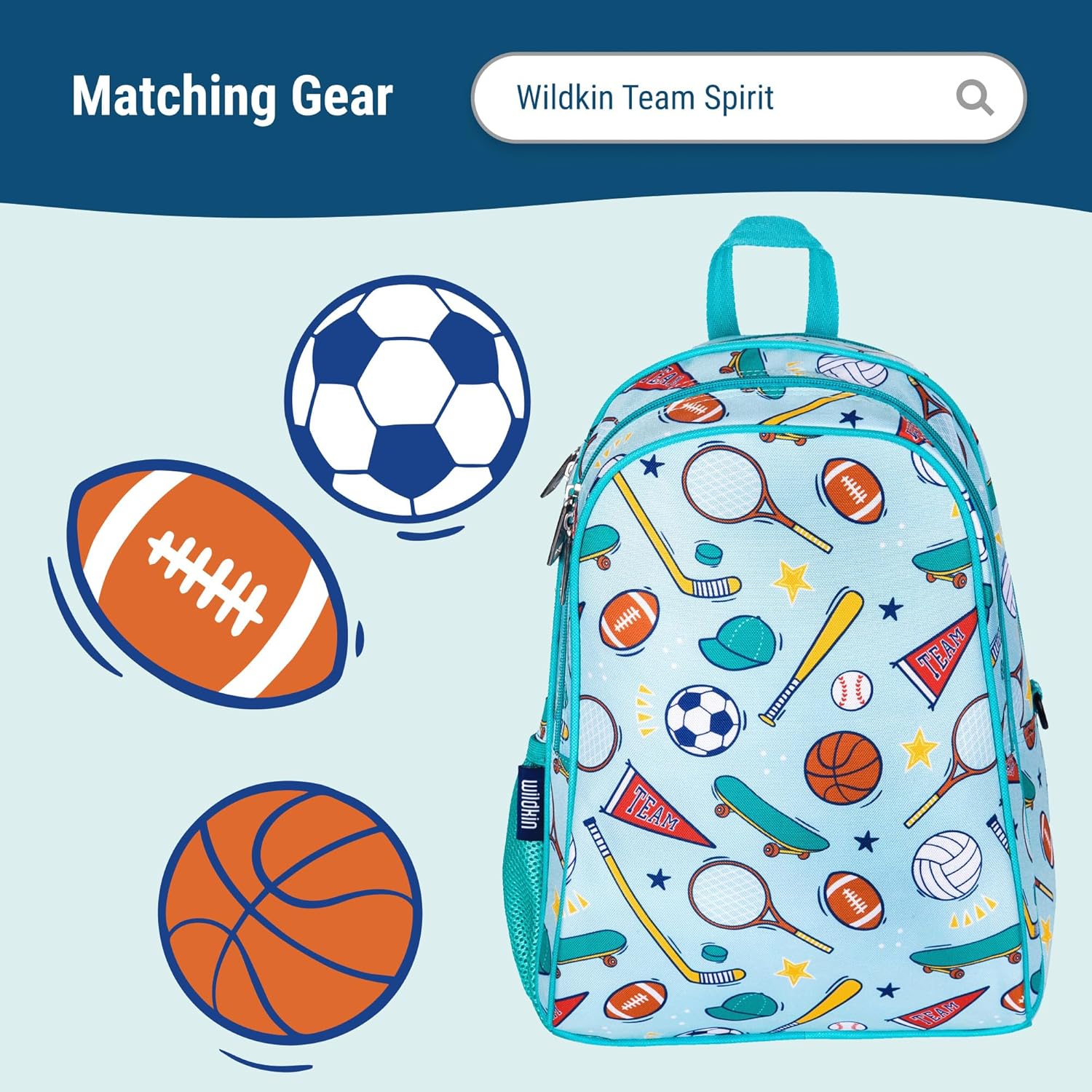 Wildkin Kids Overnighter Duffel Bag – Carry-On Size, Ideal for School & Sleepovers – Team Spirit