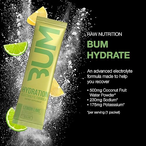 Miniatura 2 de RAW Paquetes de mezcla de bebidas de hidratación en polvo de electrolitos, hidrato de abdomen (lima limón, 20 porciones)  Paquetes de hidratación de