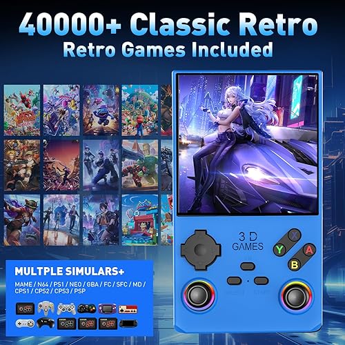 Miniatura 2 de Hugawello R40 MAX handheld device, 40000 in 1 high-definition gaming mini retro video console, 4-inch IPS screen, 256GB RAM, 45 built-in emulators,