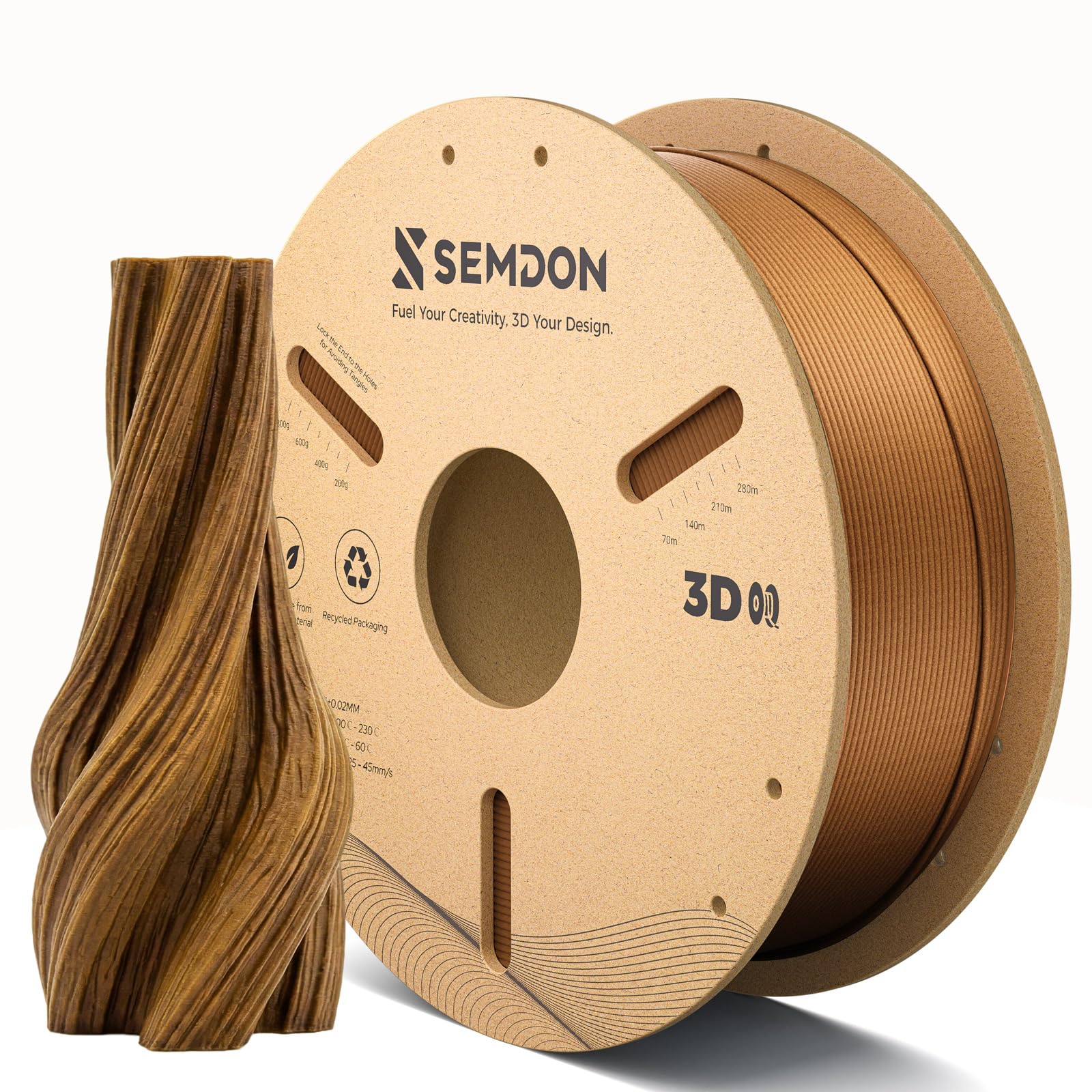 Wood 3D Printer Filament Walnut Wood PLA Filament 1.75mm+/-0.02mm