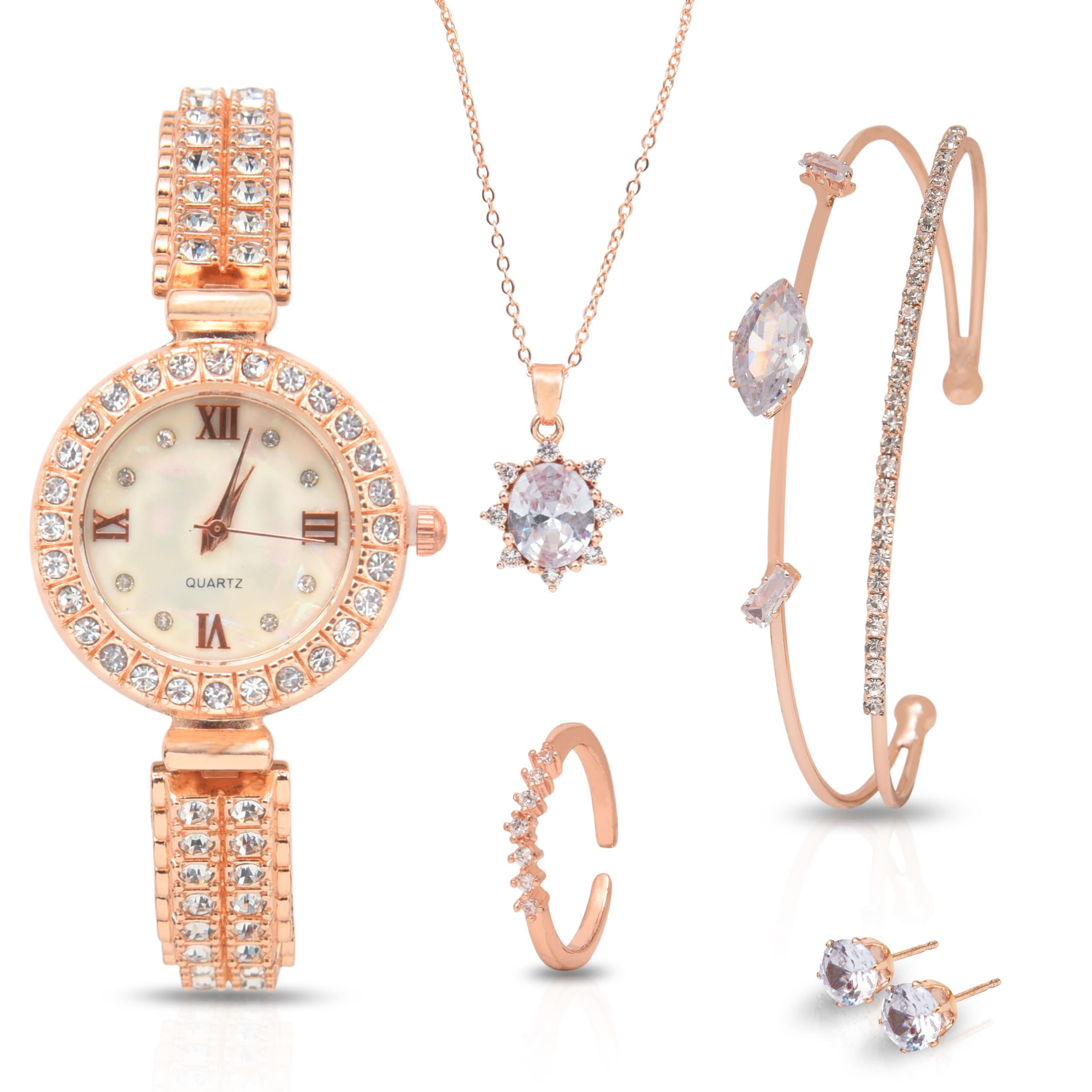 BAREPEPE Rose Gold Watch Gift Set for Women/Girls with Jewellery (B0D1GH3Z5Y) Amazon Price History, Amazon Price Tracker