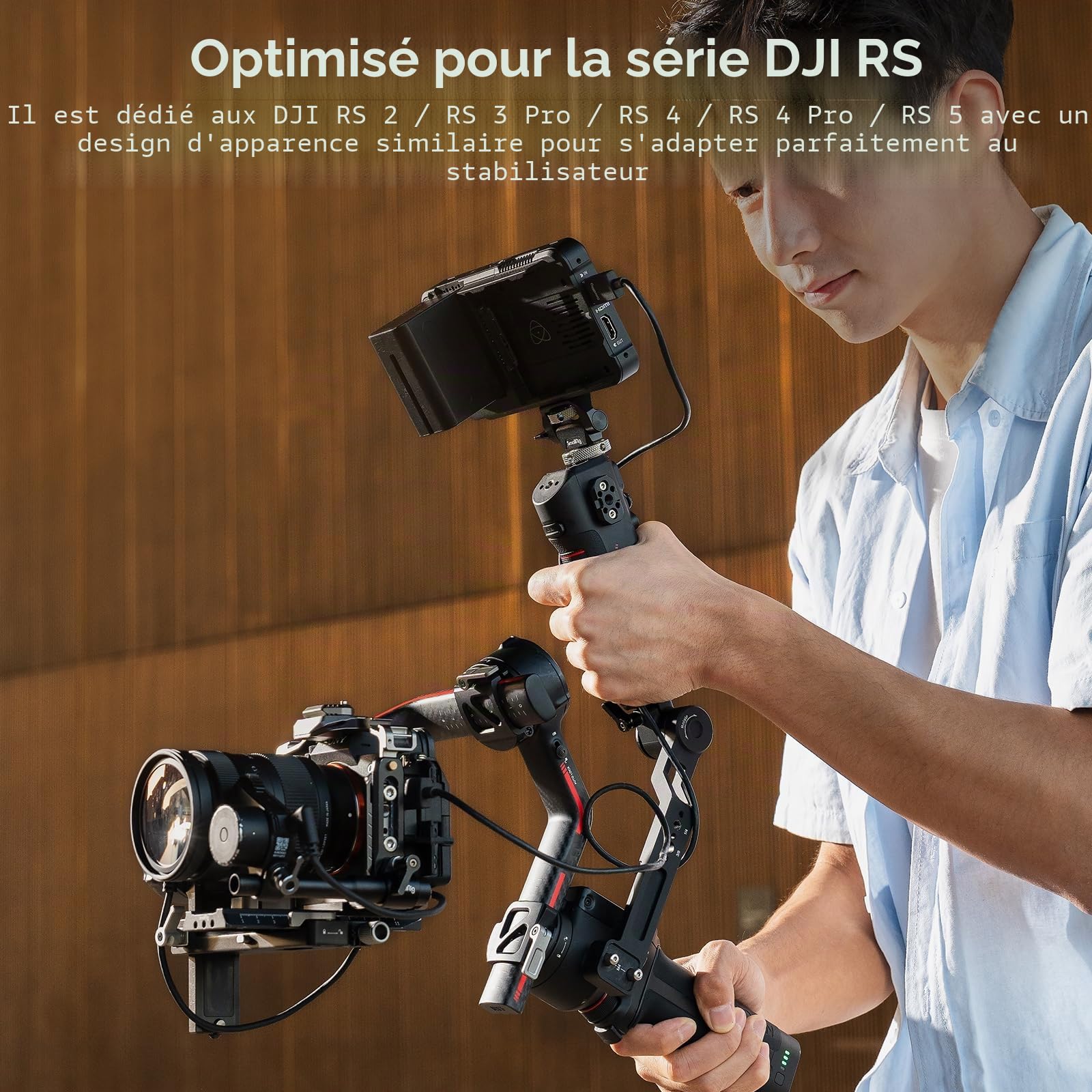 SMALLRIG Poignée de Transport Réglable pour Stabilisateur de Cardan DJI RS 2 / RS 3 Pro/RS 4 / RS 4 Pro, Charge Maximale 13,2 LB, Fonctionnement par Joystick, Changement de Mode - 4326