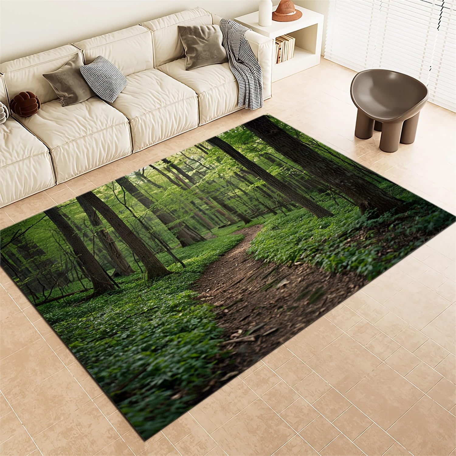 Franela Alfombras Antideslizantes 80x150cm Sendero Natural de Los áRboles Alfombra Suave y Esponjosa que No se Desprende, Multicolor Alfombras Para Interiores Para Sala de Estar, Dormitorio, Comedor