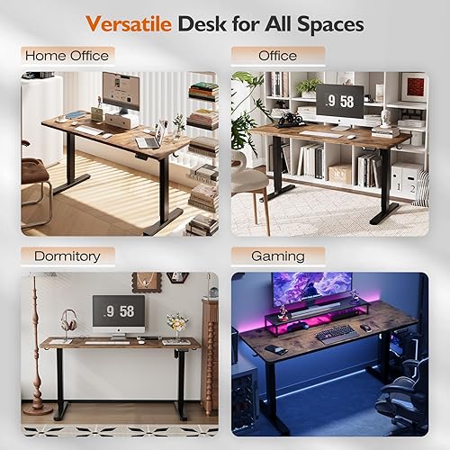 Miniatura 10 de Monomi Escritorio Eléctrico de Pie de 55 Pulgadas, Escritorio Ajustable en Altura para Oficina en Casa, para Sentarse o Estar de Pie, Mesa para