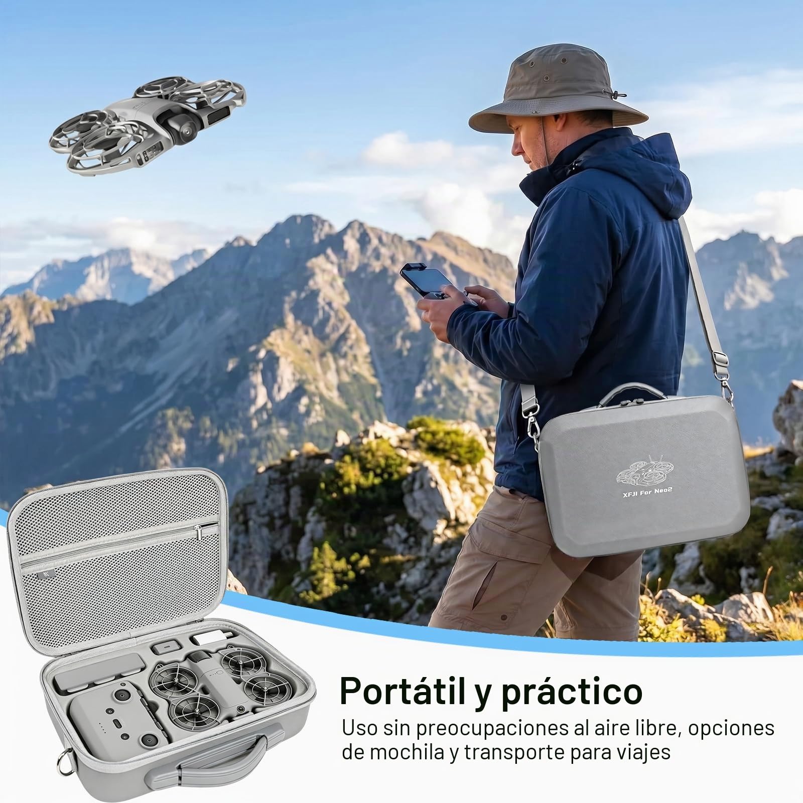Funda rígida de Transporte para dji Neo 2 Drone Fly More Combo Drone, Bolsa para dji Neo 2 Case, Bolsa de Transporte para Controlador RC-N3/Batería Neo2 Paquete de Viaje, para Dron