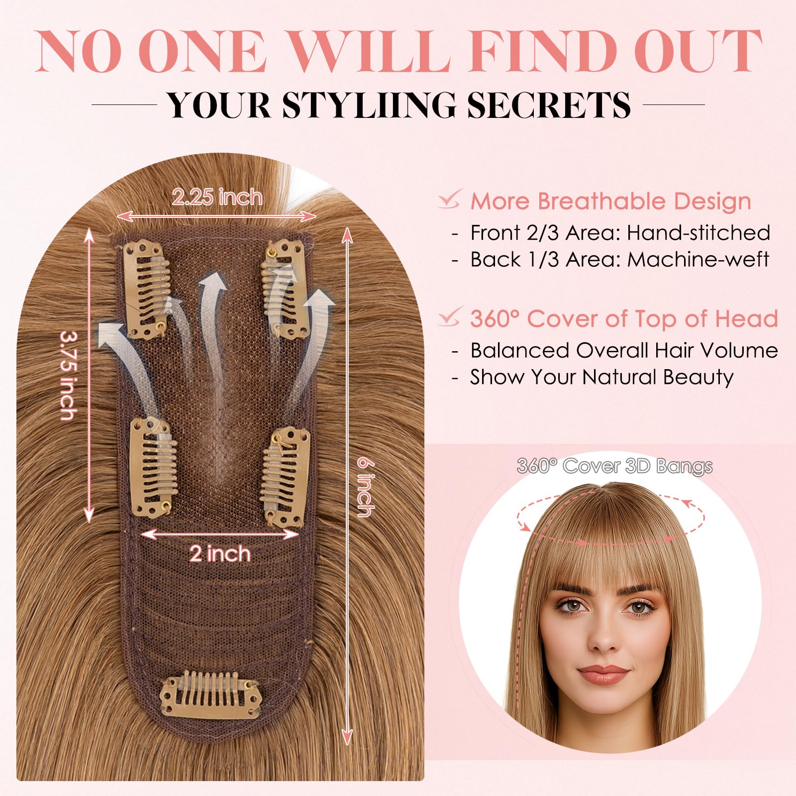 Amazon.com : Hairro Hair Toppers for Women Real Human  display picture 1