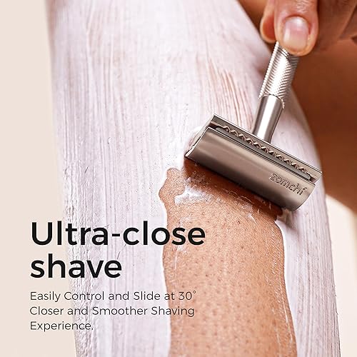 Miniatura 9 de ZOMCHI Maquinilla de afeitar de seguridad de doble filo con 5 cuchillas de afeitar de seguridad, afeitadora de seguridad para mujeres y hombres,