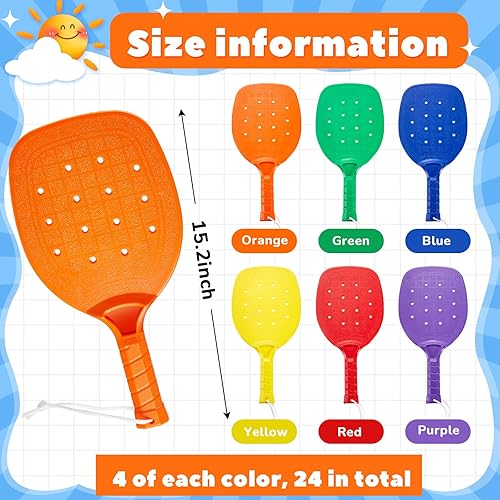 Miniatura 2 de Plastic Paddleball Racket PE Equipment for Elementary School with Lanyard Classes Equipment, 15.2 x 7.5 Inches