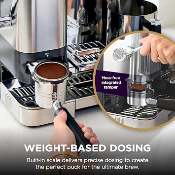 Ninja Luxe Cafe Pro Series, Espresso Machine, Drip Coffee, Cold Brew, Hot Water, Integrated Tamper, Built-in Grinder, Hands-Free Frother for Cappuccinos, Lattes, Americanos, Dairy or Non-Dairy, ES701