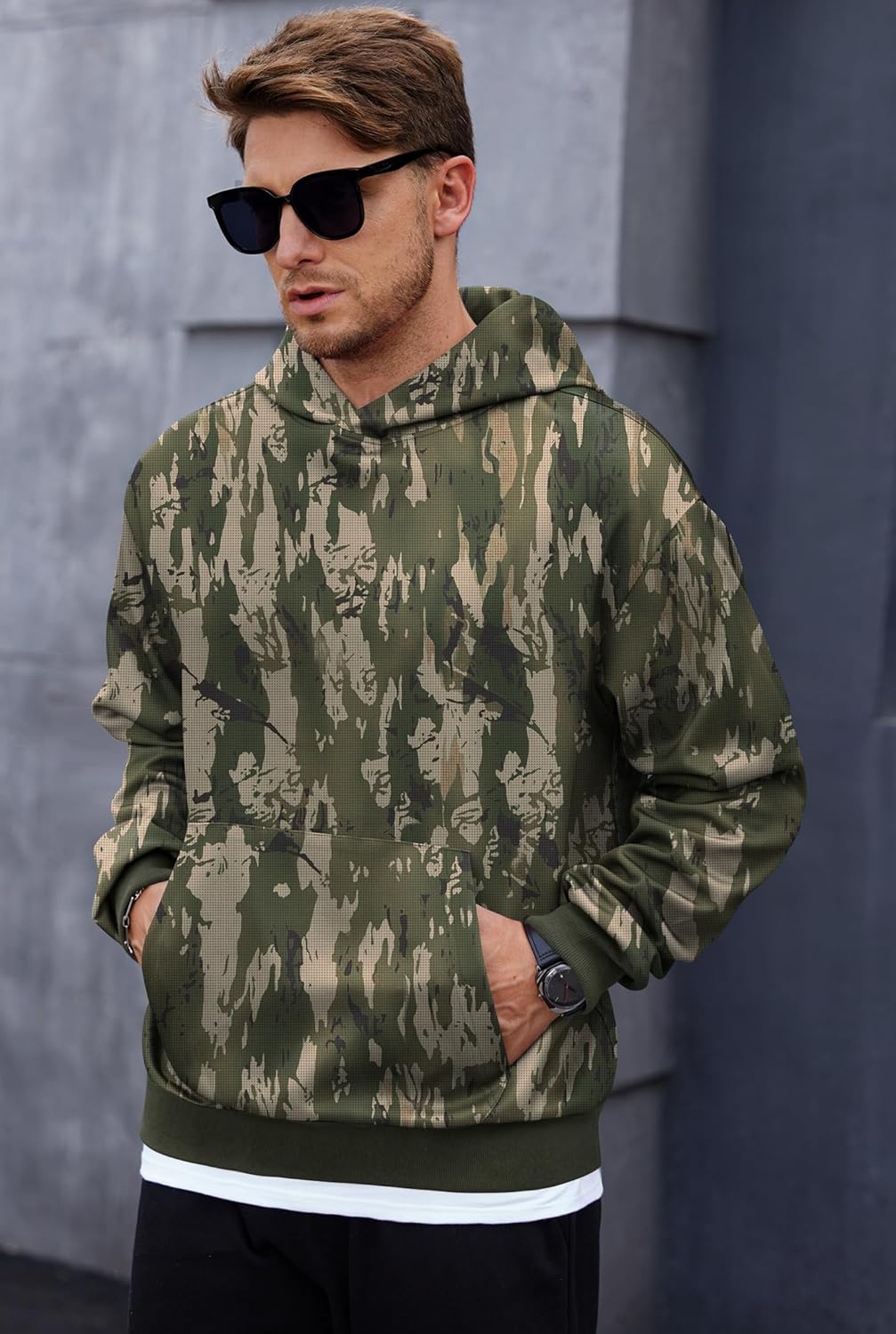 Men's Camo Hoodie Forest Print Midweight Soft Casual Hooded Pullover with Pocket (S-XXL) - Image 4