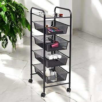 Honey-Can-Do 3-Drawer Storage Cart with Wheels, Multi-Purpose, Black, Steel
