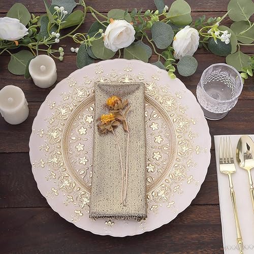 Miniatura 8 de Efavormart - Paquete de 5 servilletas de poliéster con lentejuelas brillantes de oro antiguo, reutilizables, de tela con purpurina, 20 x 20 pulgadas