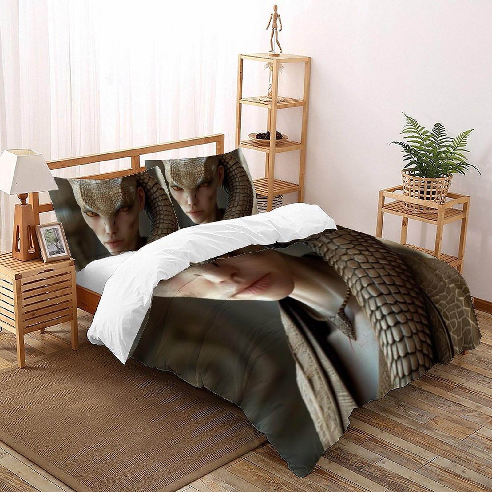 Parure couette serpent 220x240 cm en microfibre pour éviter les draps froissés et rêches