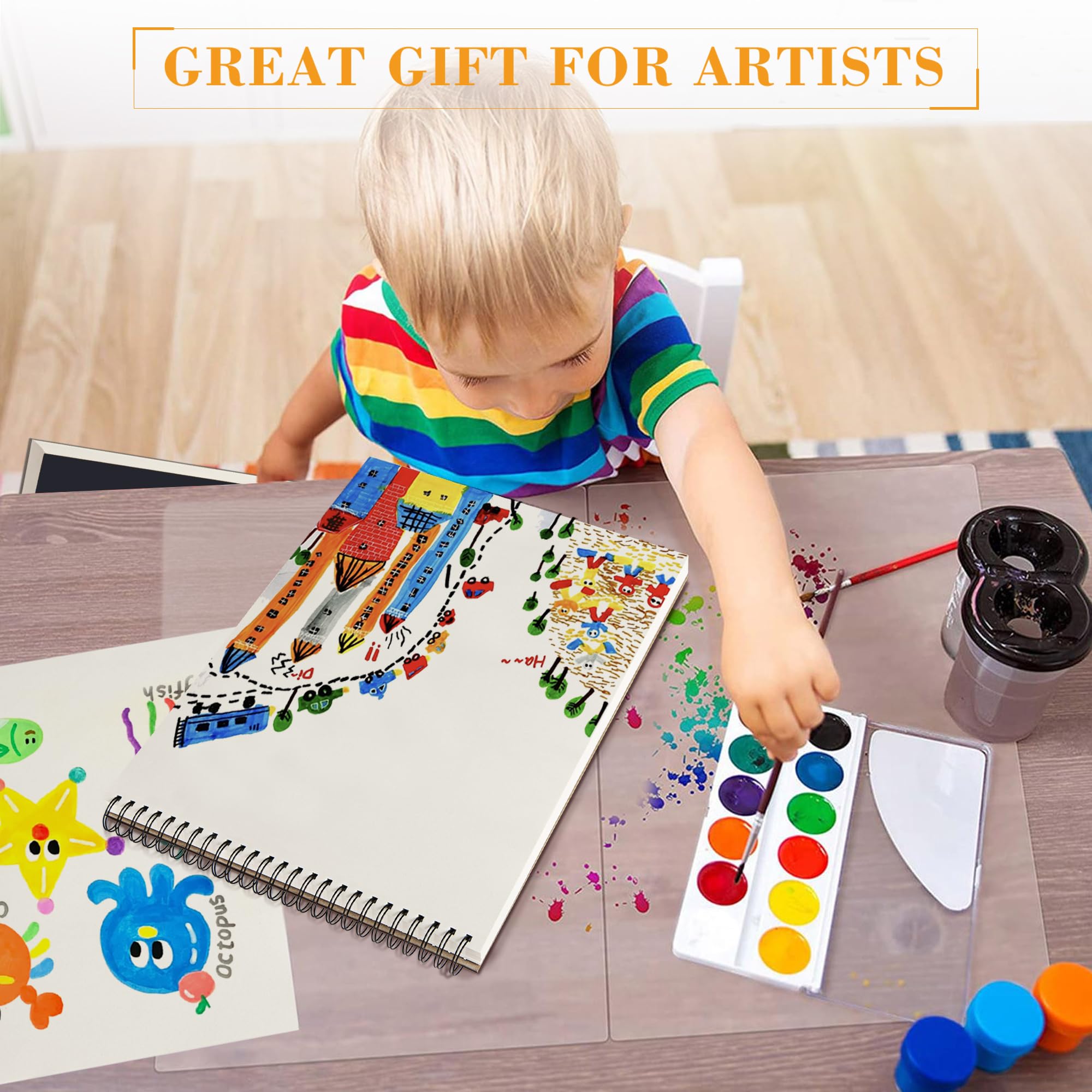 DagouColor Libro de Bocetos Sketch, 2 Pack, 50 Hojas(100 Páginas), A3 Espiral Papel de Dibujo Arte Libre ácido, 140GSM Cuadernos De Dibujo, Para Artistas Principiantes, Adultos, Niños y Niñas | Papel de dibujo artístico sin ácidos, bloc de dibujo en espir