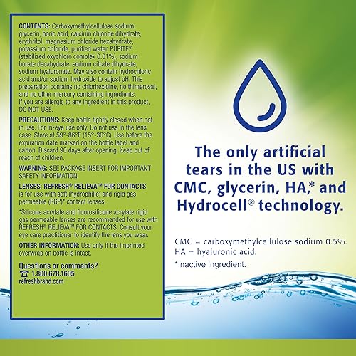 Miniatura 7 de Refresh Relieva for Contacts - Gotas lubricantes para ojos secos, 0.27 onzas líquidas estériles