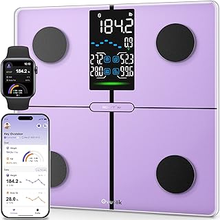 Ovutek Scale for Body Weight, Digital Bathroom Smart Scale with 13 Body Composition Analyzer Sync Weight Scale BMI Health Monitor Sync Apps 400lbs - Purple, AI Score 75/100