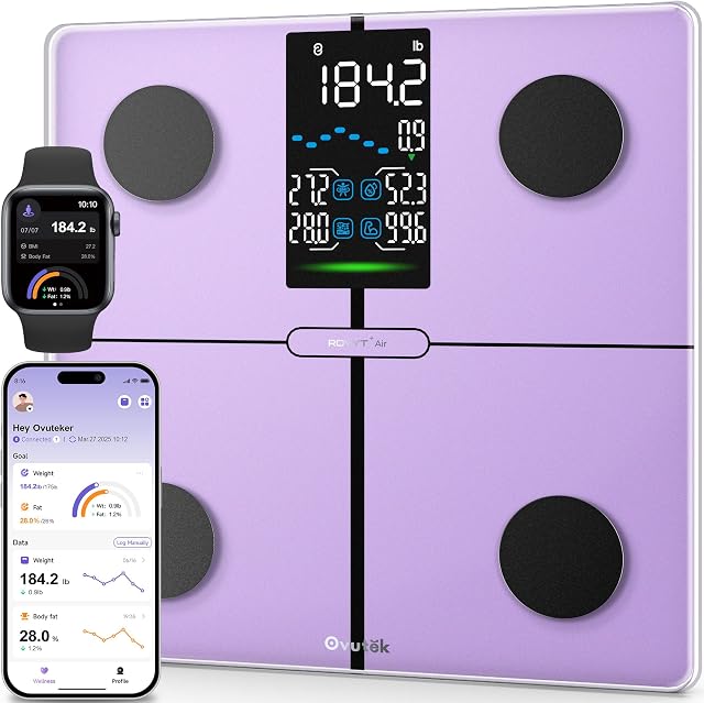 Ovutek Smart Bathroom Scale for Body Weight, BMI, Body Fat, FSA Eligible | HSA Eligible, Professional Digital 