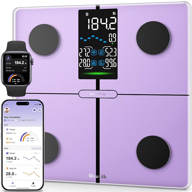 Ovutek Scale for Body Weight Digital Bathroom Smart Scale with 14 Body Composition Analyzer Sync Weight Scale BMI
